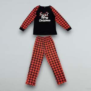 Merry Christmas Buffalo Plaid Pajama Set Reindeer Long Sleeve Size M